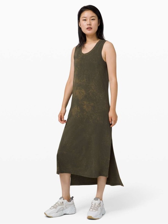 lululemon athletica Dresses & Skirts - Lululemon All Yours Tank Maxi Dress Cloudy Wash Dark Olive